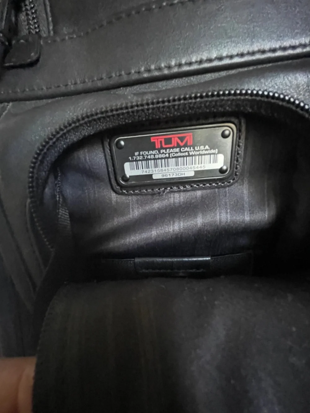 TUMI Black Leather Laptop Backpack